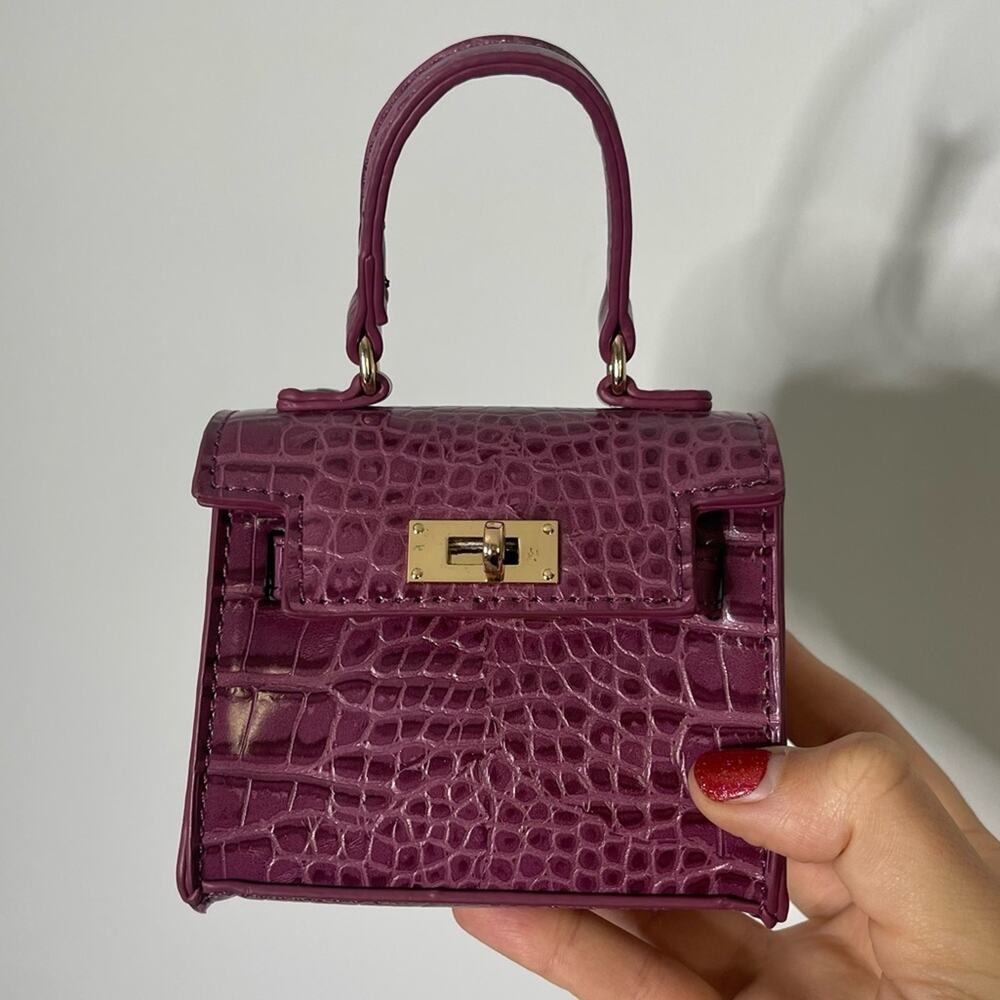 LIKE DREAMS Purple Faux Crocodile Textured Crossbody Extreme Mini Bag